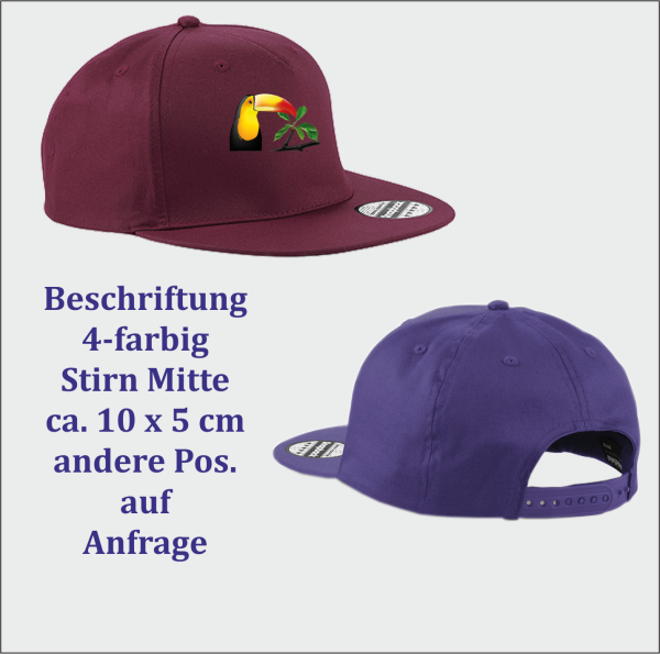 5 Panel Snapback Rapper Cap, 4-farbiger Druck für Business und Privat