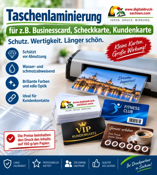 Taschenlaminierung von Scheckkarte bis A2