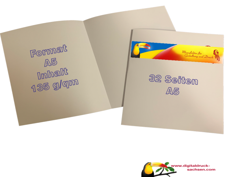 Broschüre A5, 32Seiten, Rückstichheftung