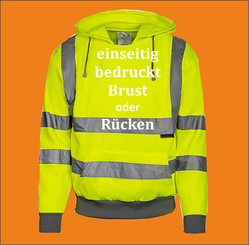 Warnweste Hoody  gelb einseitiger Druck
