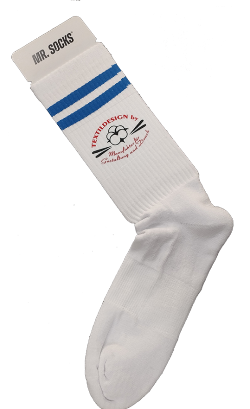 Tennissocke blau personalisiert mit Logo