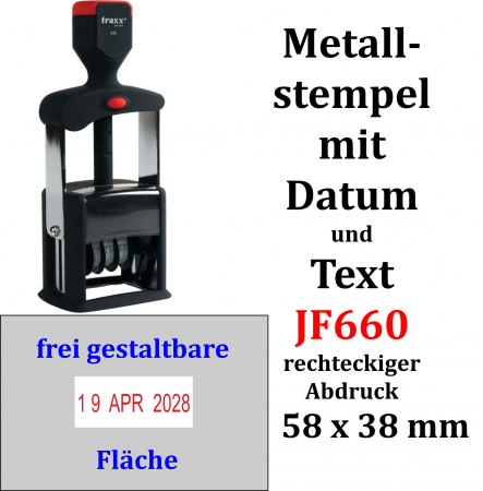 Traxx JF660; Metallselbstfaerbestempel mit Datum