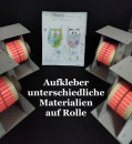 Aufkleber in unterschiedlichen Materialien auf Rolle